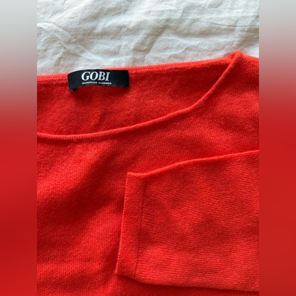 GOBI Bright Orange Red Cashmere Sweater Dress